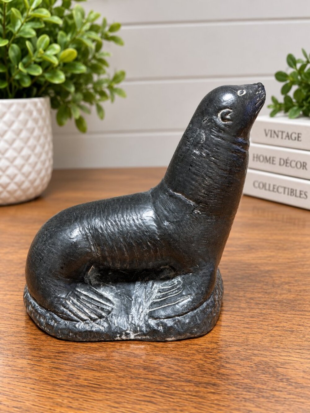 Vintage A Wolf Original Seal Sculpture Handmade in Canada